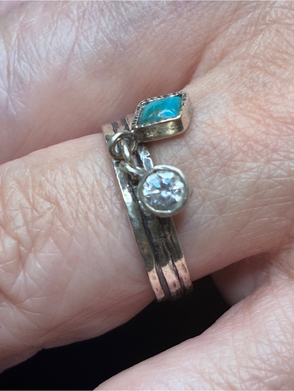 Silpada Sterling Silver charm ring with Turquoise Charm - Picture 2 of 4